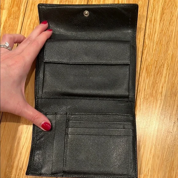 Prada Saffiano Triangle Flap Wallet Black - Picture 3 of 10